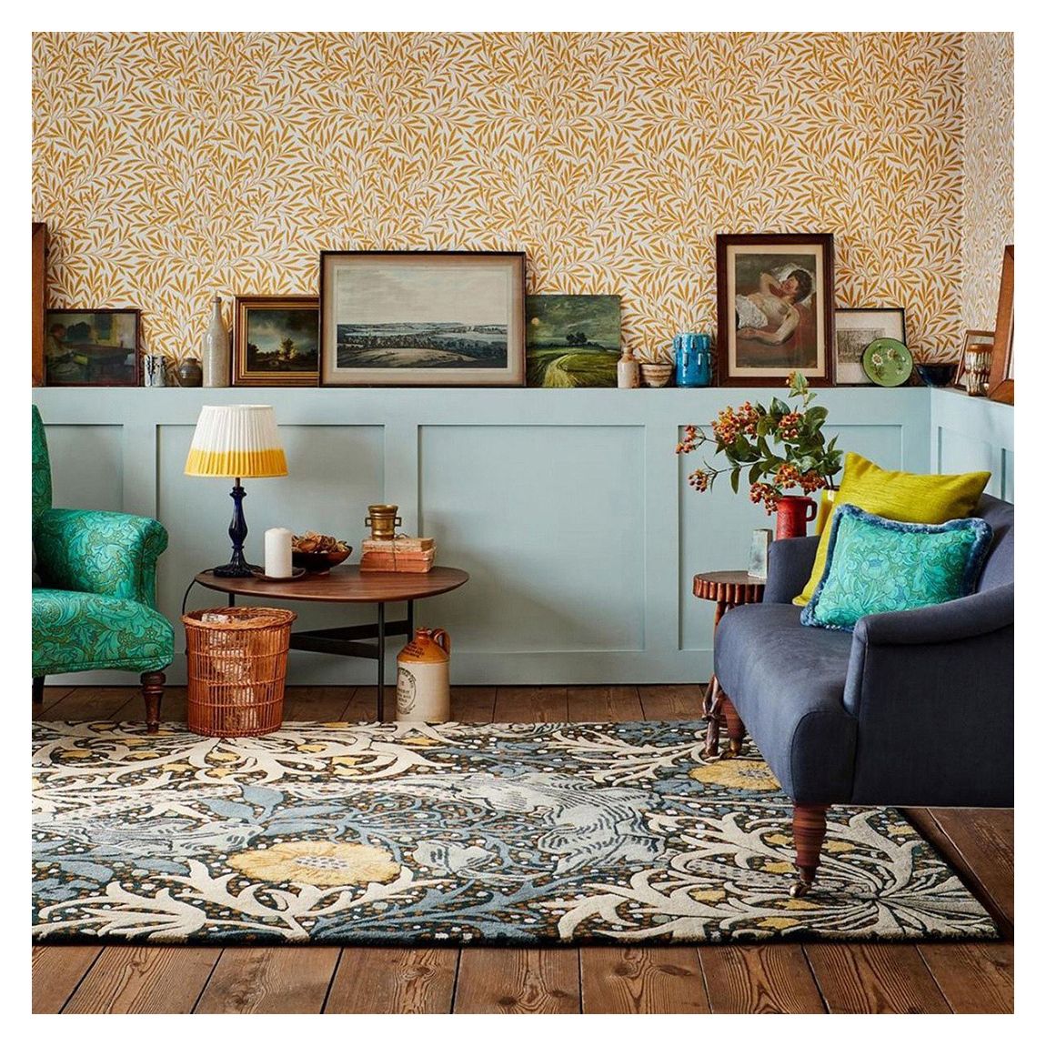Teal Seaweed 127008 Rug, 67x230 main product photo