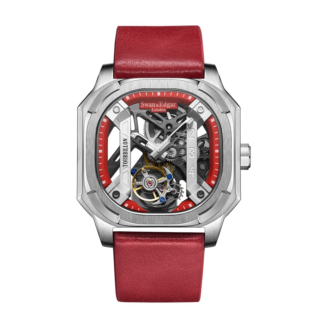 Limited Edition Swan & Edgar Hand Assembled Vortex Tourbillon Automatic Red 38mm main product photo