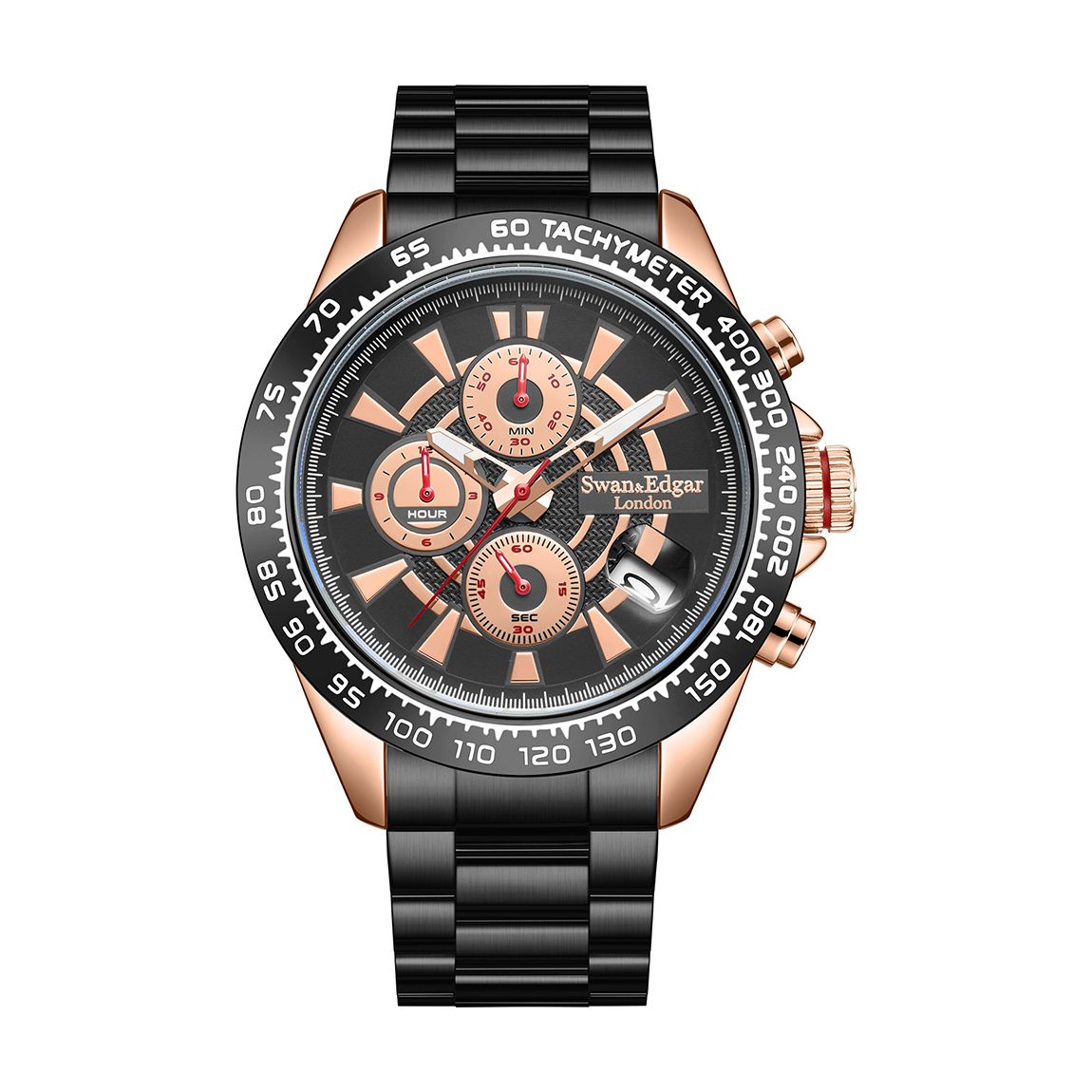 Limited Edition Swan & Edgar Hand Assembled Speed Target Mechanical Quartz Rose Black 45mm main product photo
