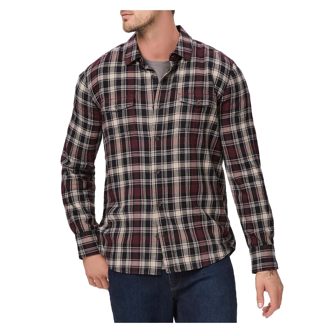 Black/Burgundy Check Everett Shirt main product photo