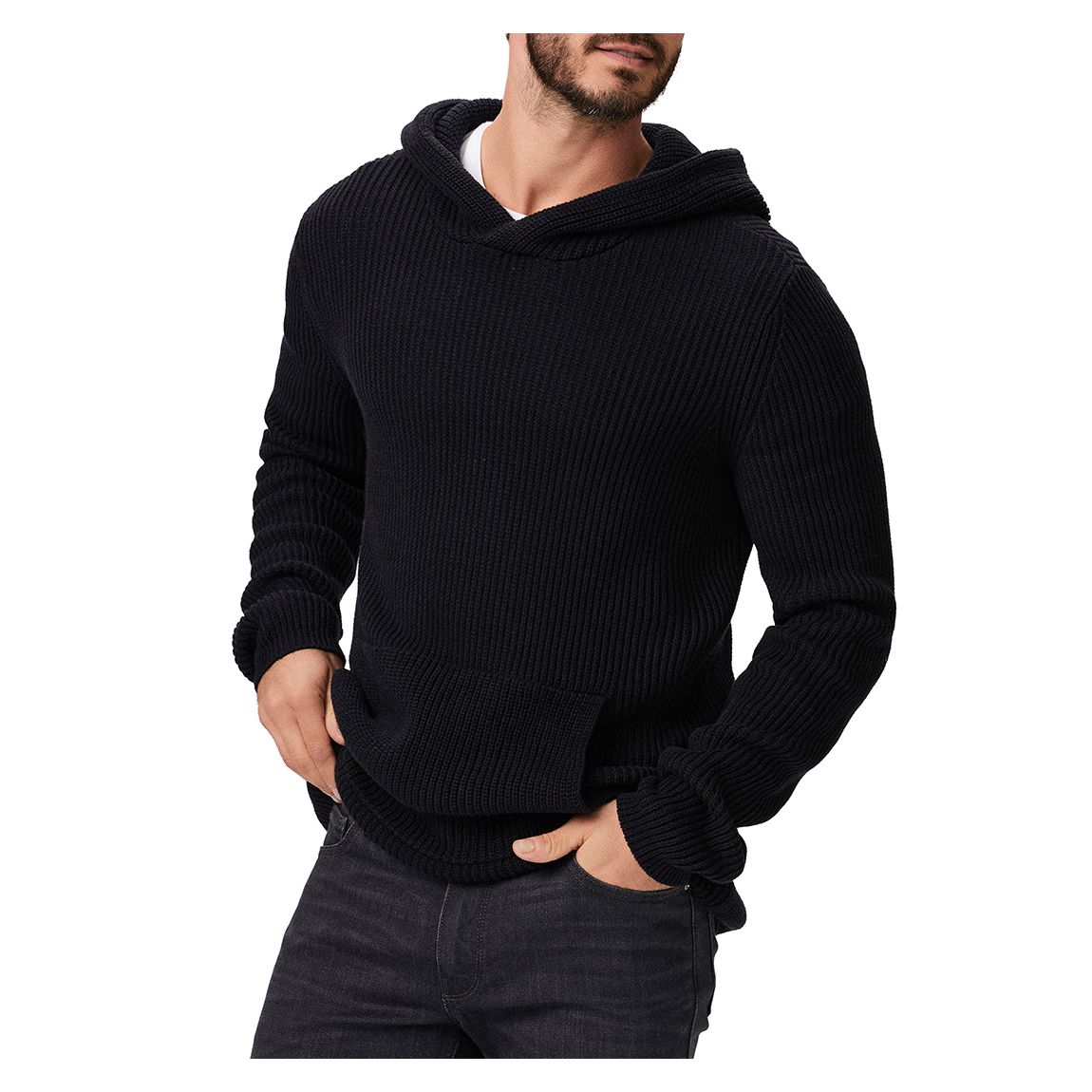 Black Bowery Ribbed Hoodie main product photo