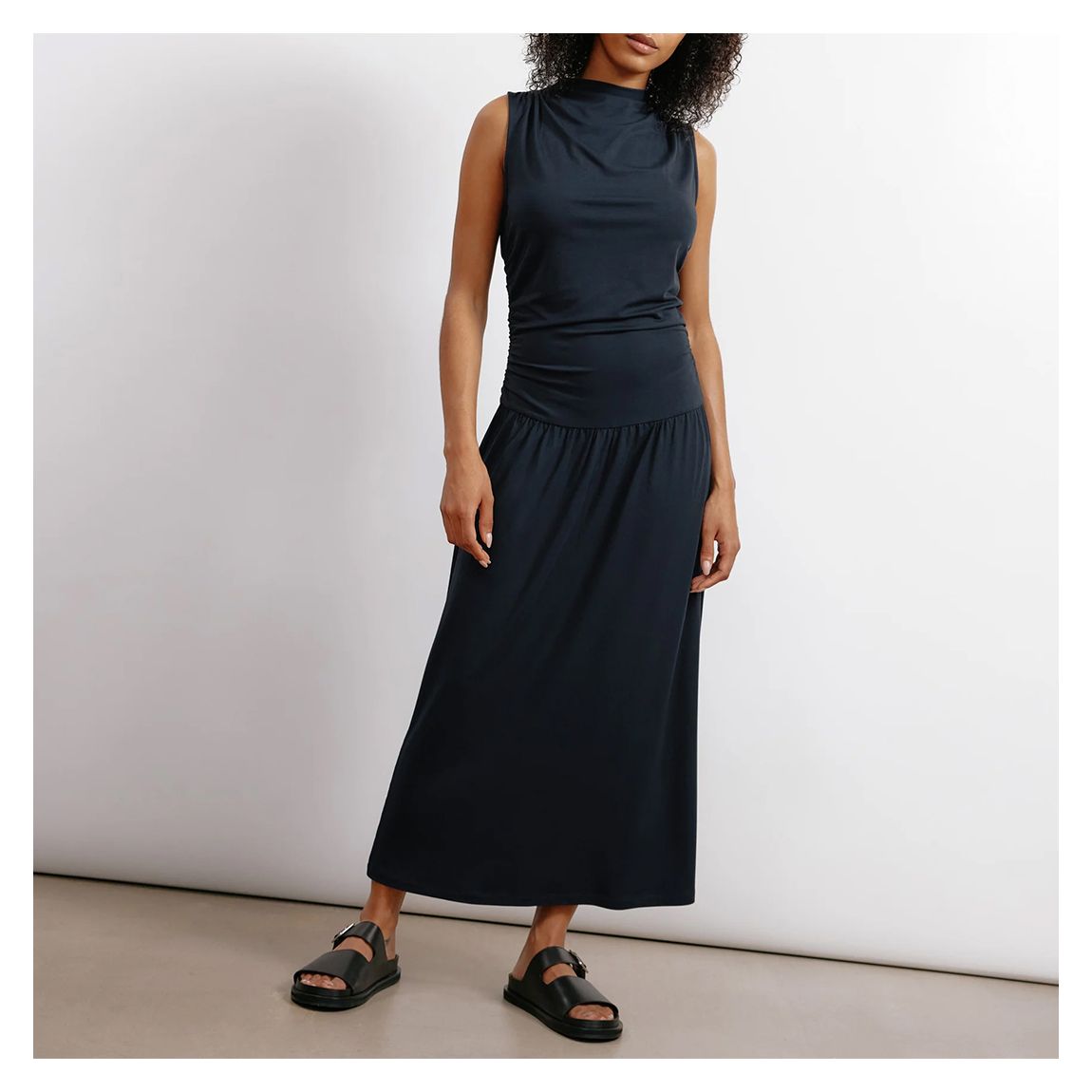 Navy Funnel Neck Sleeveless Midaxi Dress main product photo