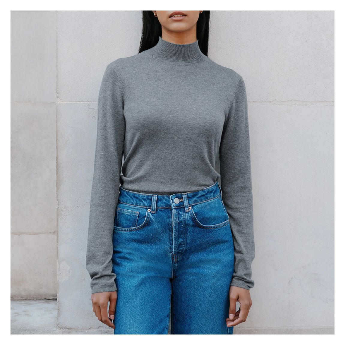 Grey Silk Blend Turtle Neck main product photo