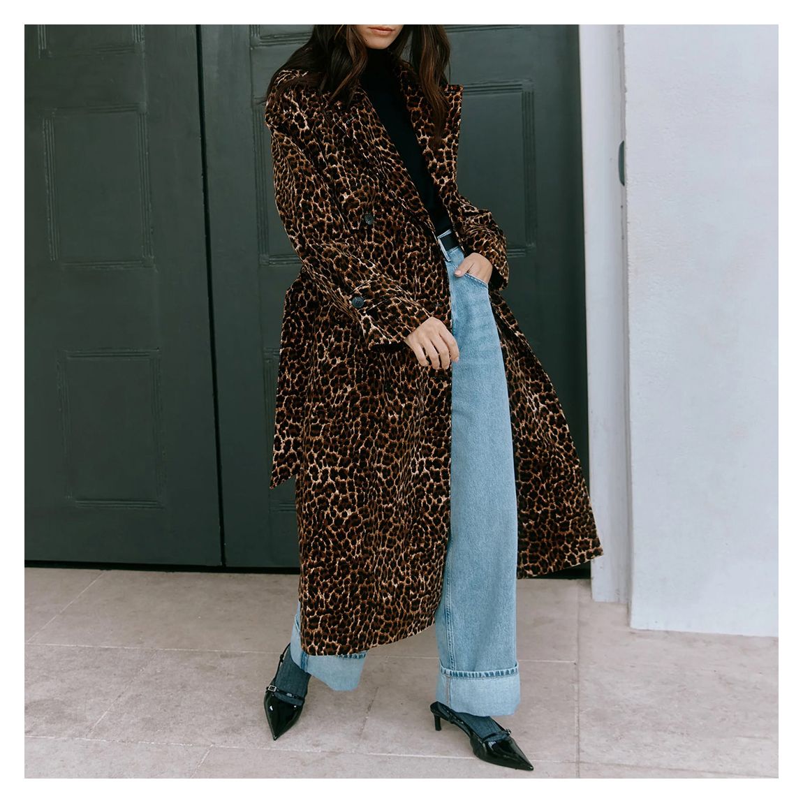 Brown Animal Cord Trench Coat main product photo