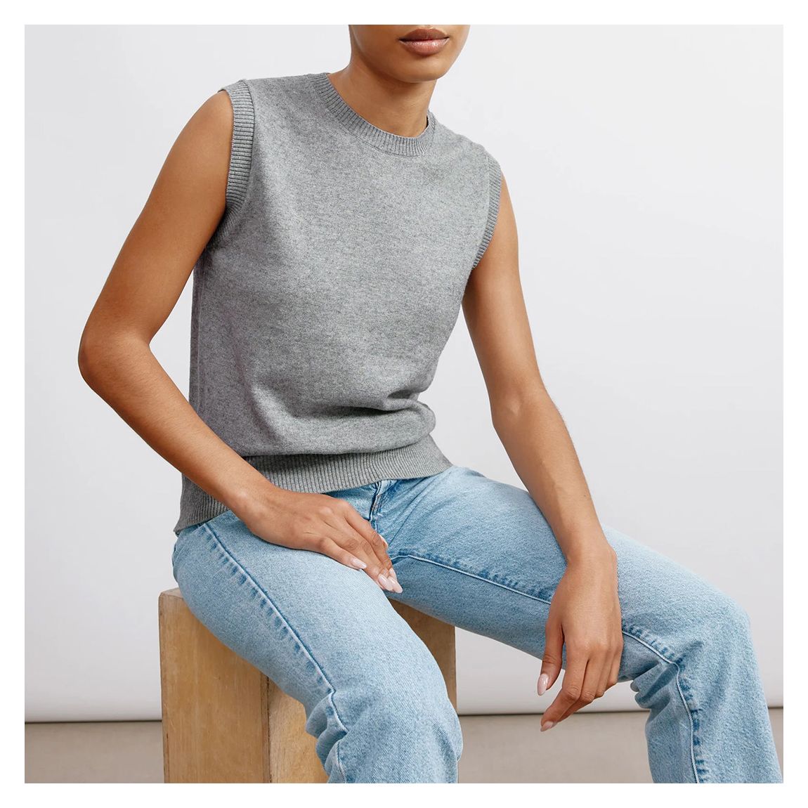 Grey Marl Cashmere Blend Tank Grey main product photo