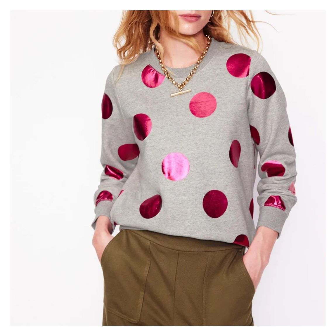 Grey Marl Hannah Metallic Printed Sweatshirt main product photo