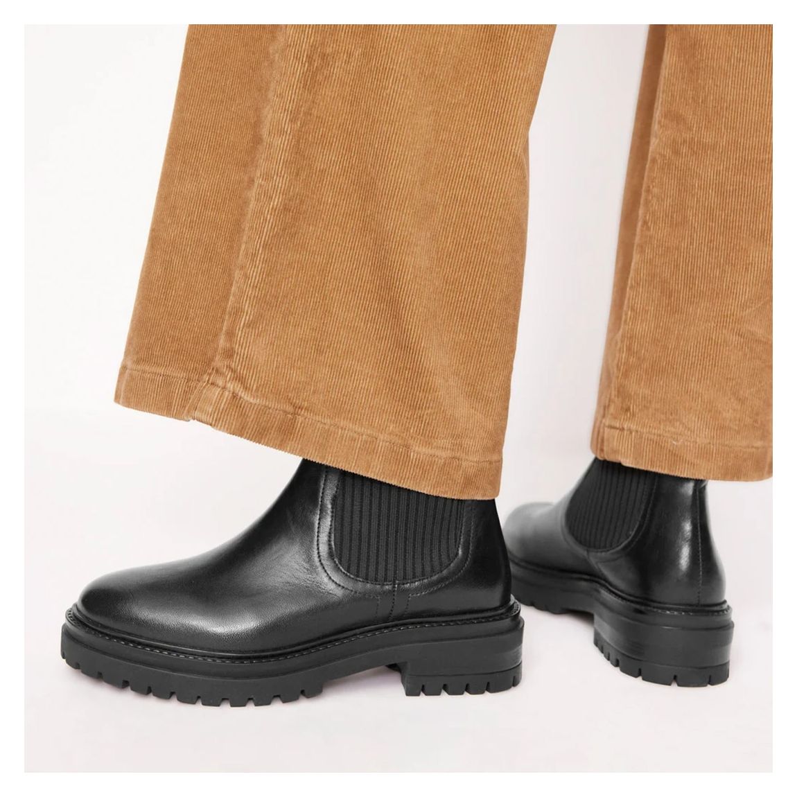 Black Leather Stretch Chelsea Ankle Boots main product photo