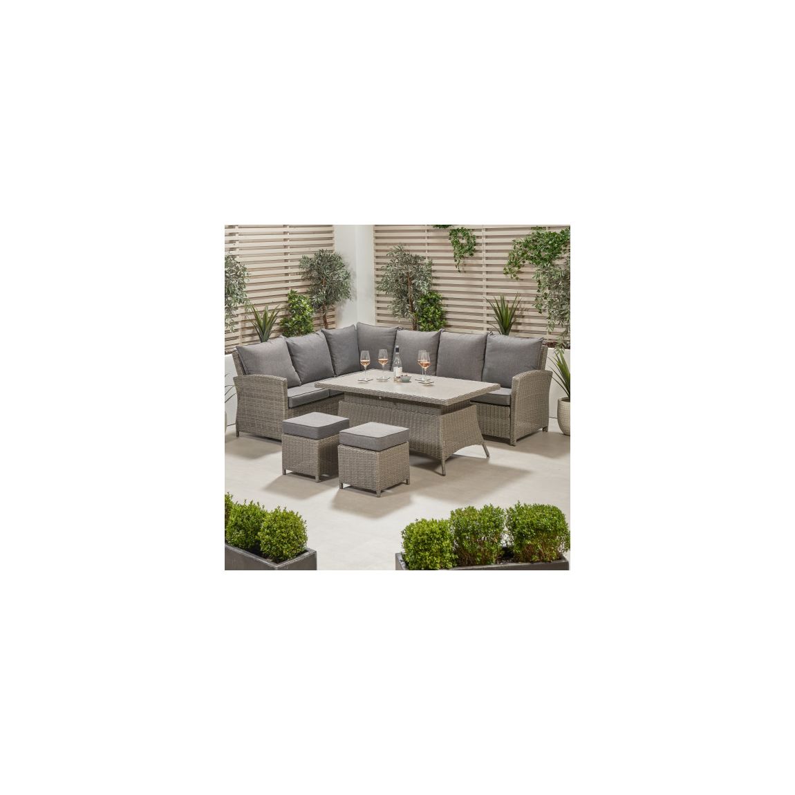 Barbados Slate Grey Outdoor Corner Seating Set Long Right with Ceramic Top main product photo