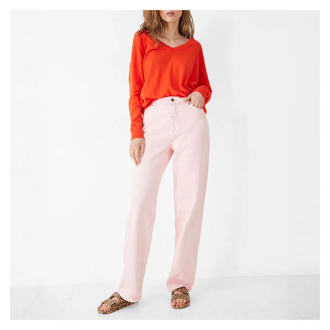 Pale Pink Remy Straight Slouch Jeans main product photo