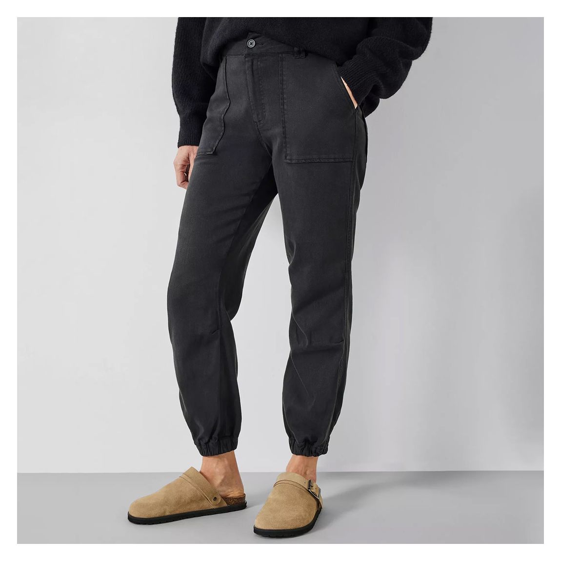 Washed Black Riley Cargo Trousers main product photo