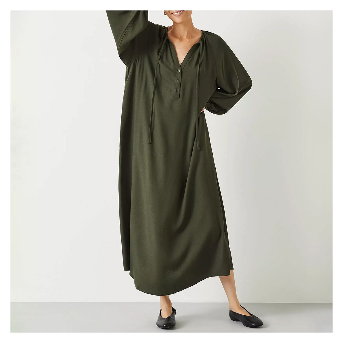 Dark Green Leilani Floaty Midi Dress main product photo