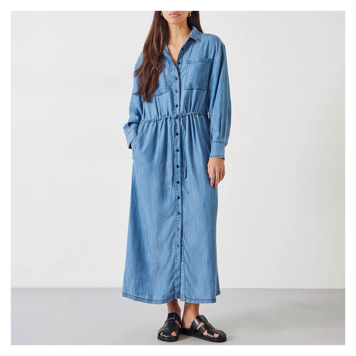 Authentic Blue Wash Savannah Maxi Shirt Dress main product photo