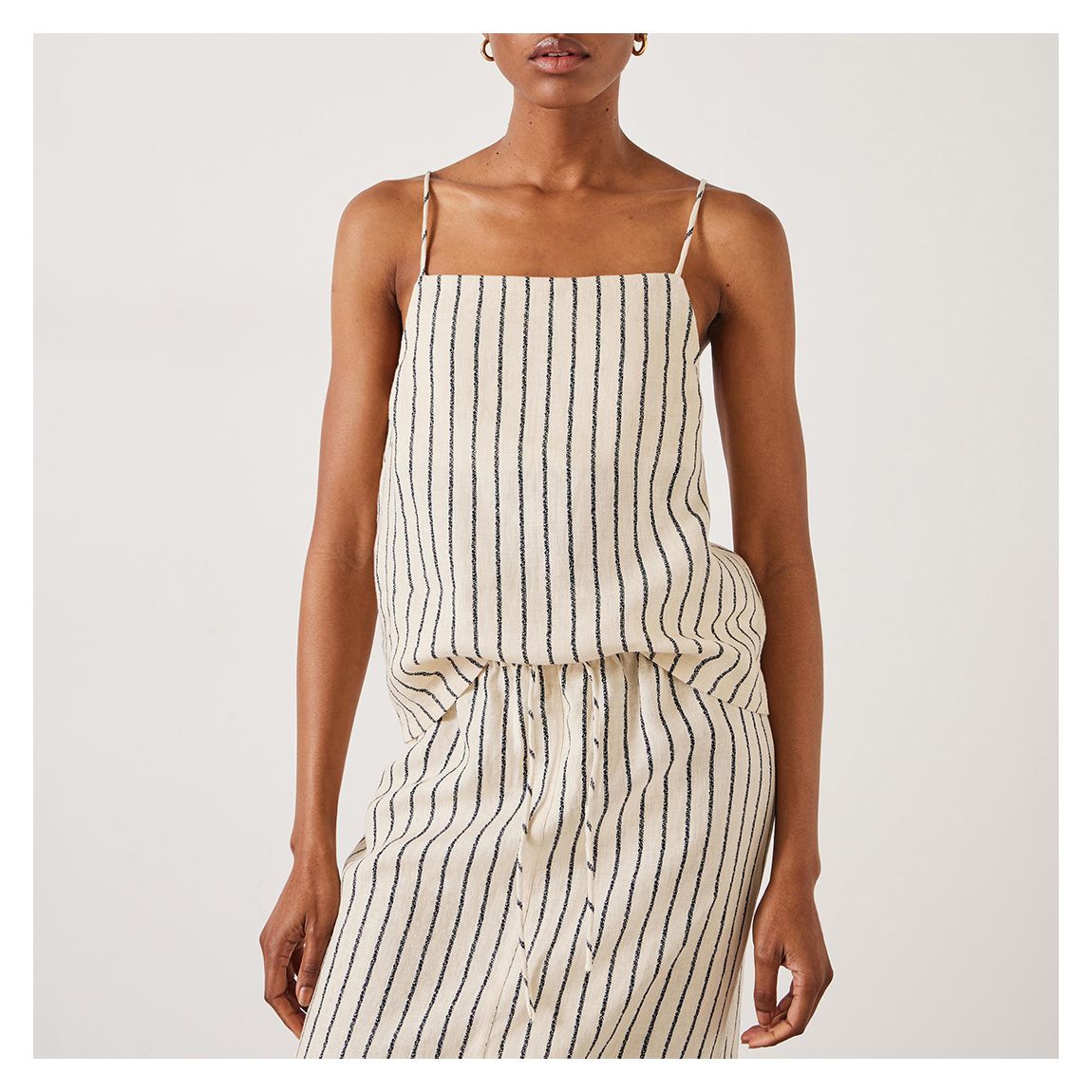 Cream/Navy Sian Stripe Linen Cami main product photo