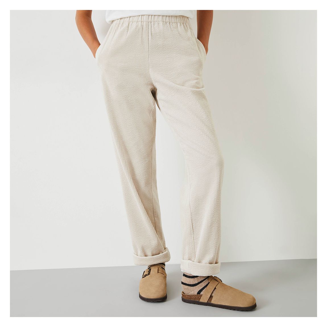 Cream Lisa Cord Joggers main product photo