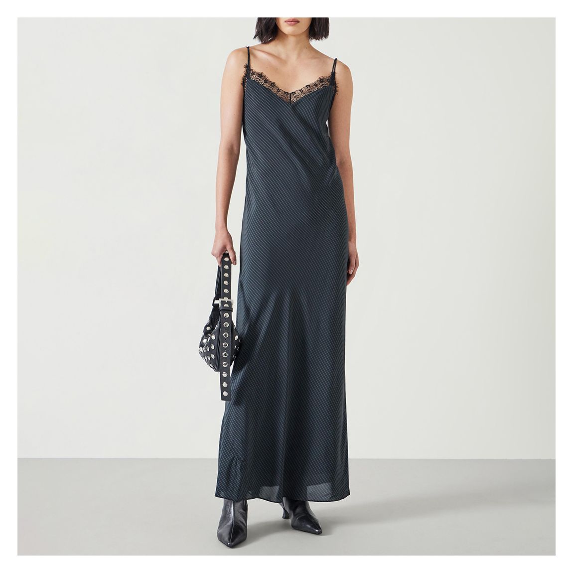 Black Pinstripe Elisabetta Slip Dress main product photo