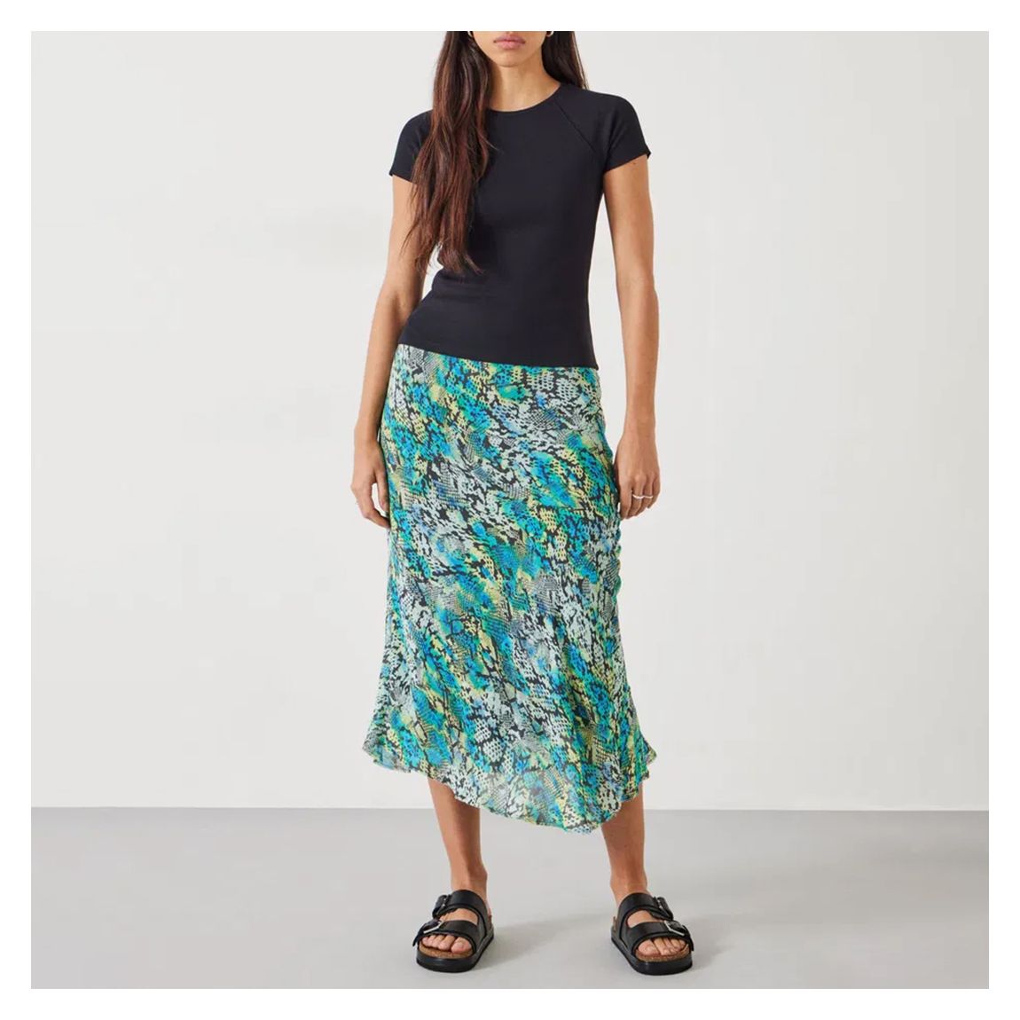 Green Hallie Printed Midi Skirt main product photo