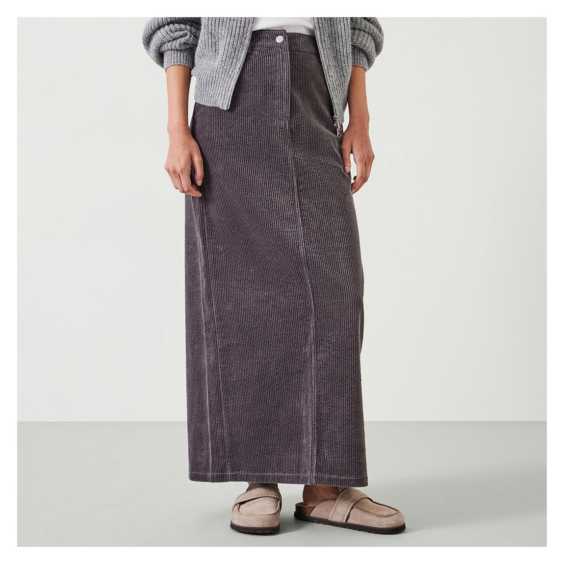 Slate Alanna Cord Maxi Skirt main product photo