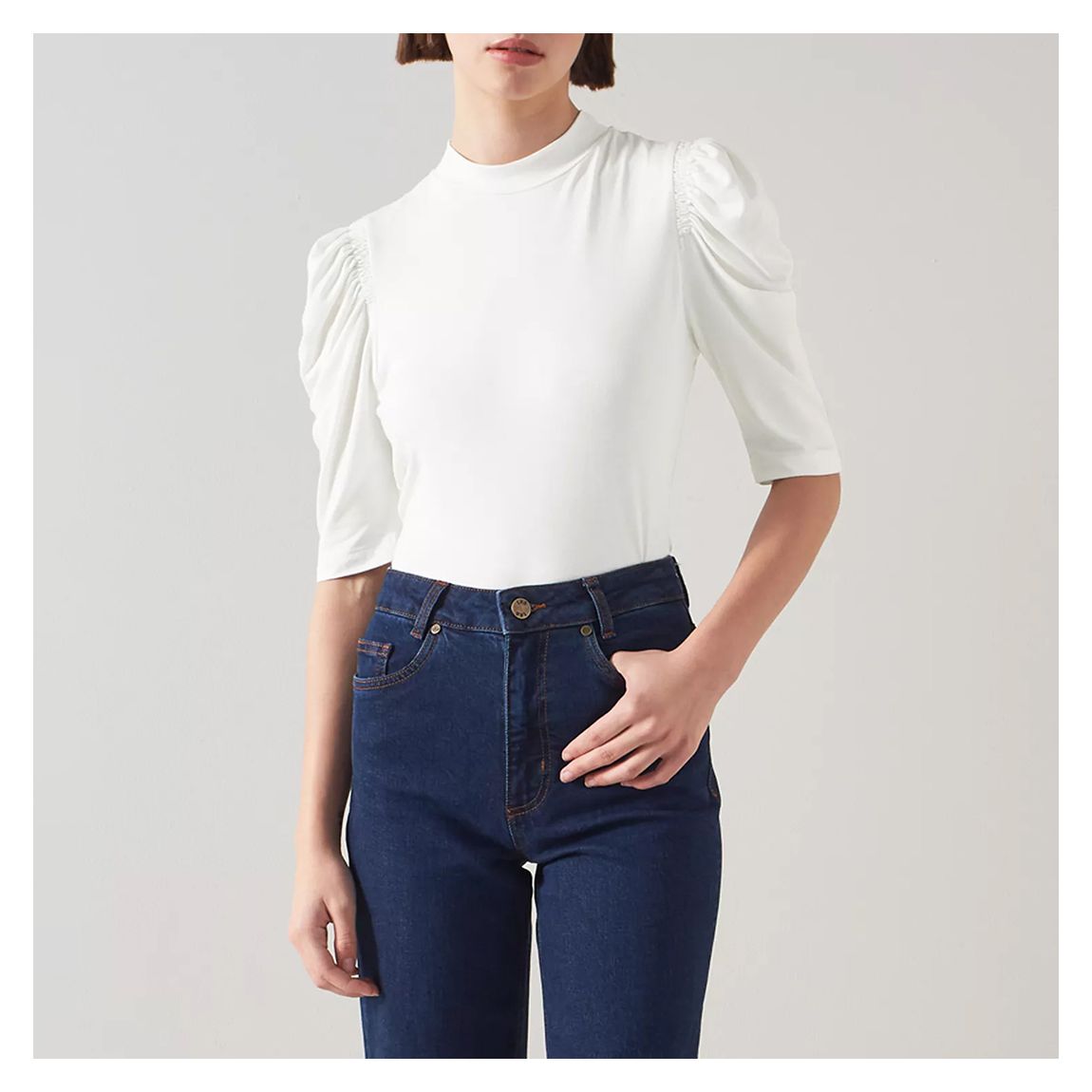 White Rene Mock Neck Top main product photo