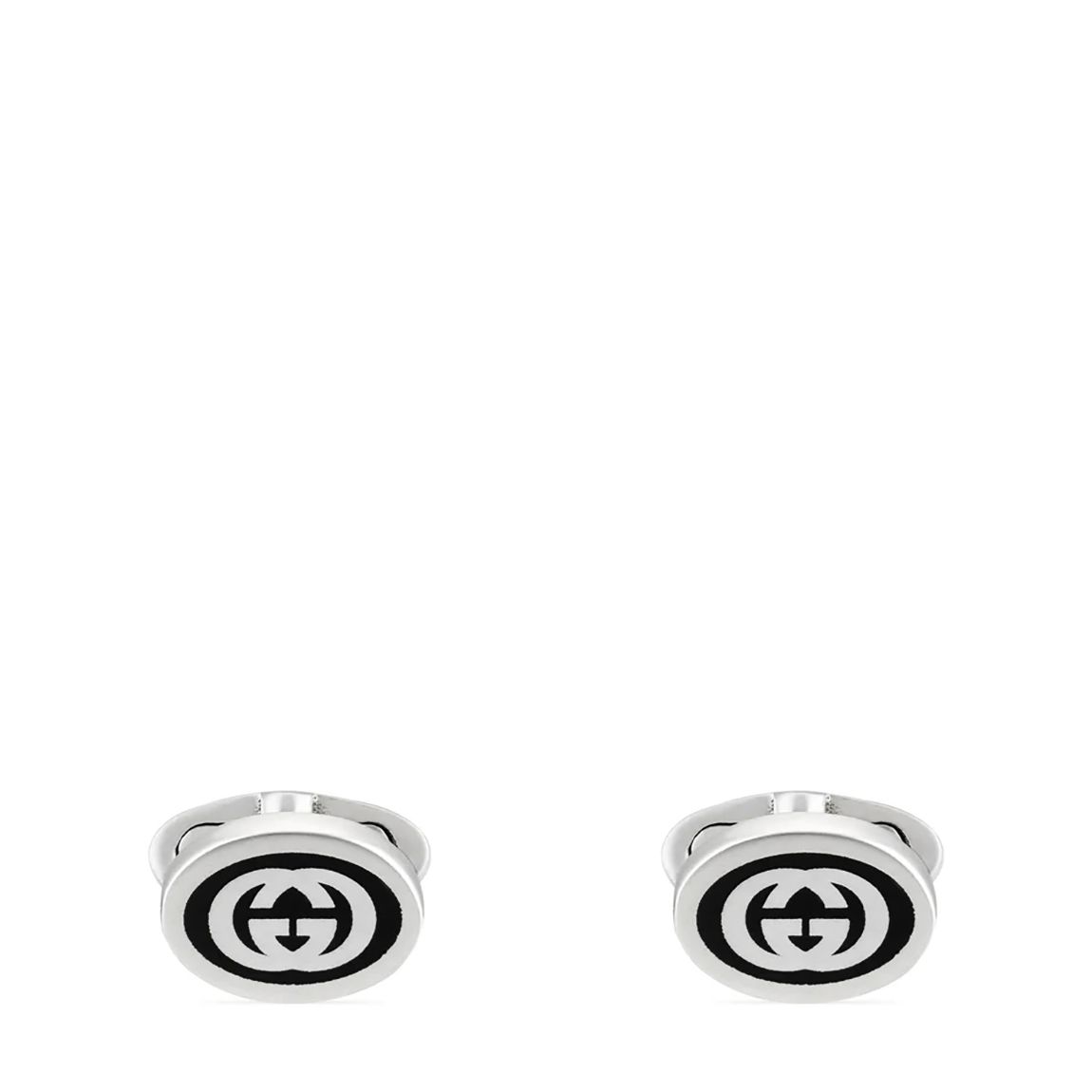 Gucci Silver and Black Interlocking G Black Cufflinks main product photo