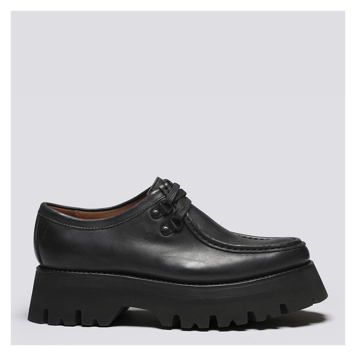 Women's Black Leather Derby Shoe main product photo