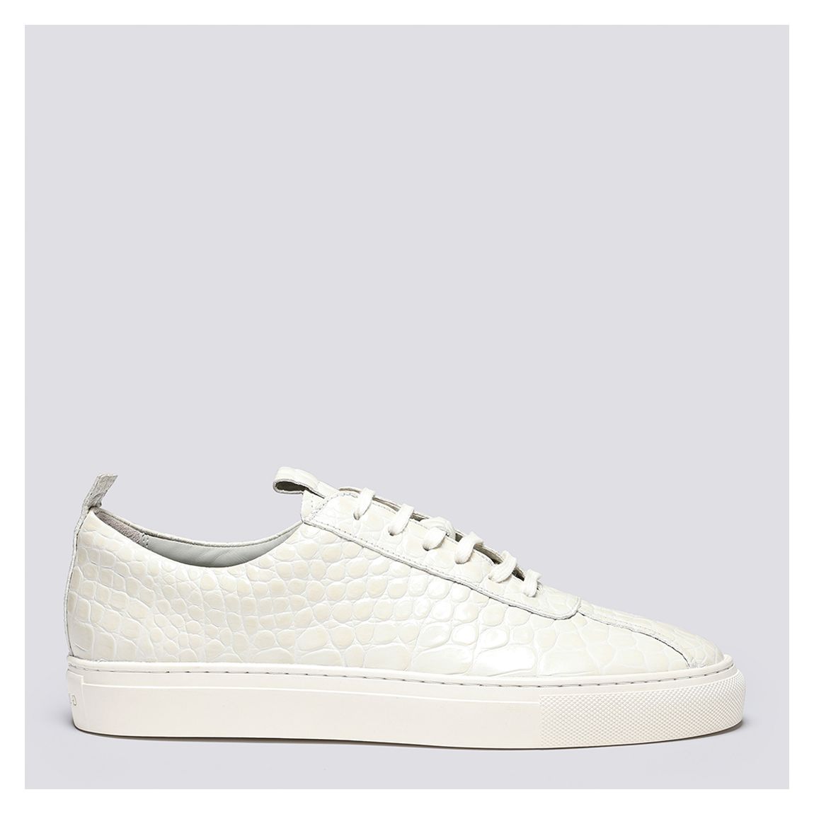 Women's White Moc Croc Leather Oxford Shoe main product photo