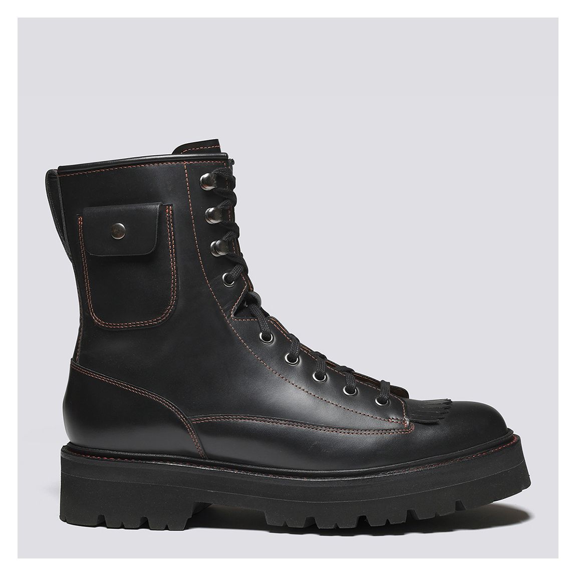 Men's Black Edison Leather Military Boot main product photo