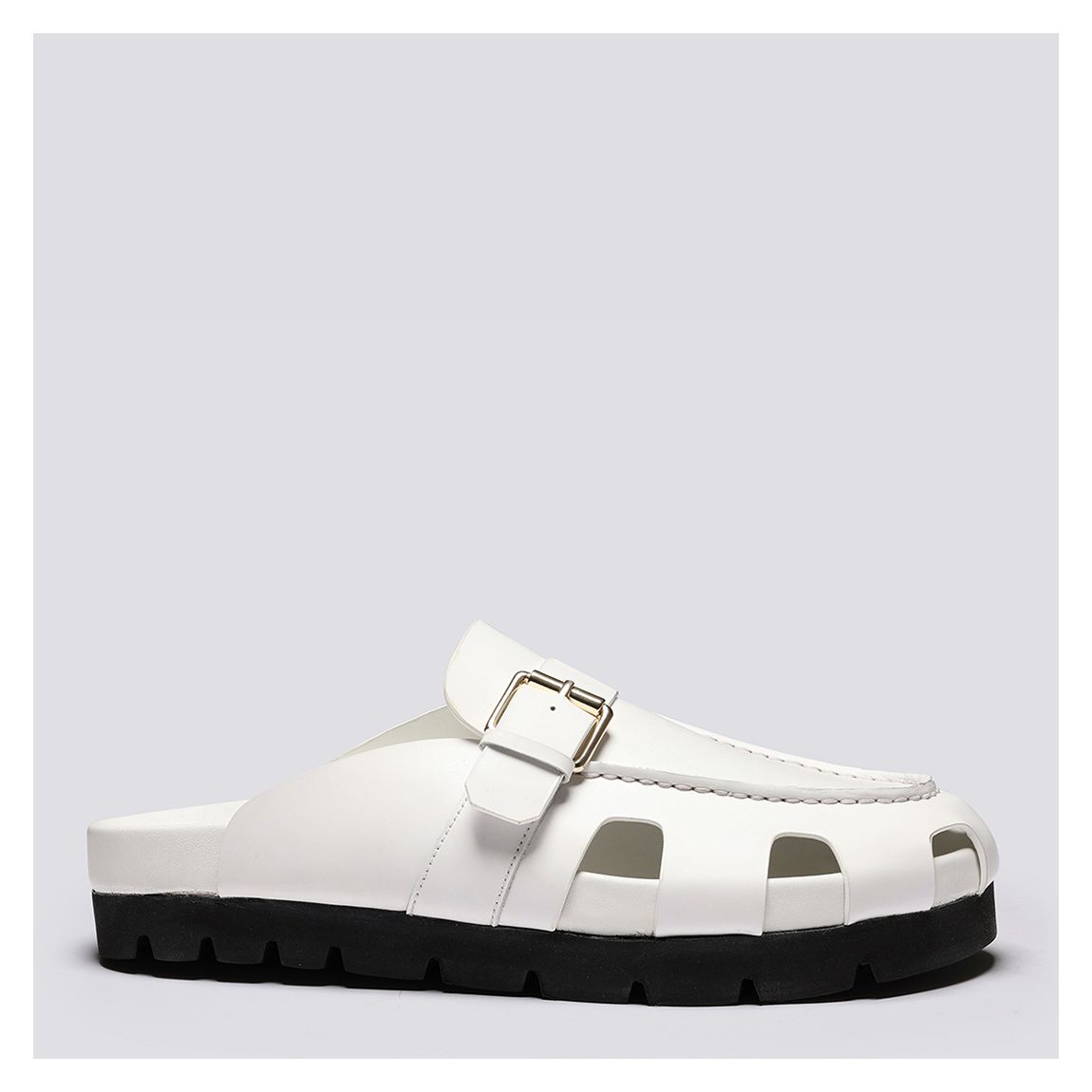Men's White Dale Leather Clog main product photo