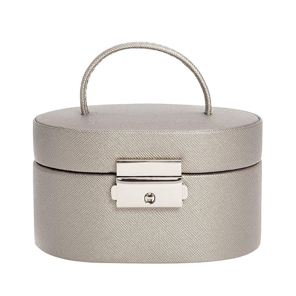 Grey Pewter World Heritage Mini Oval Saffiano Jewellery Box main product photo