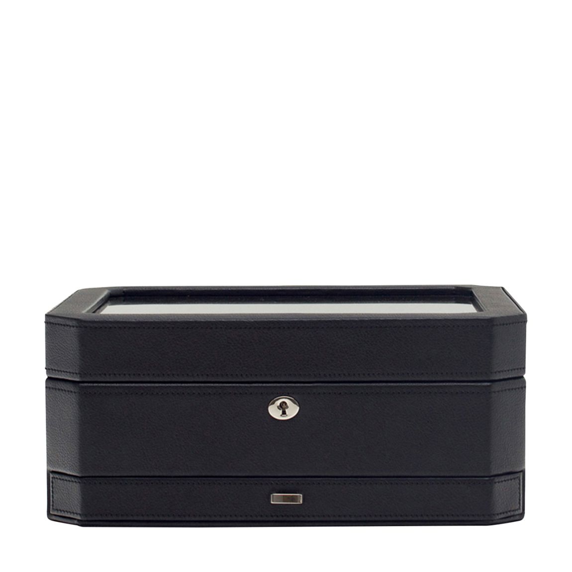 Black/Purple Windsor Vegan Leather 10 Piece Watch Box with Drawer main product photo