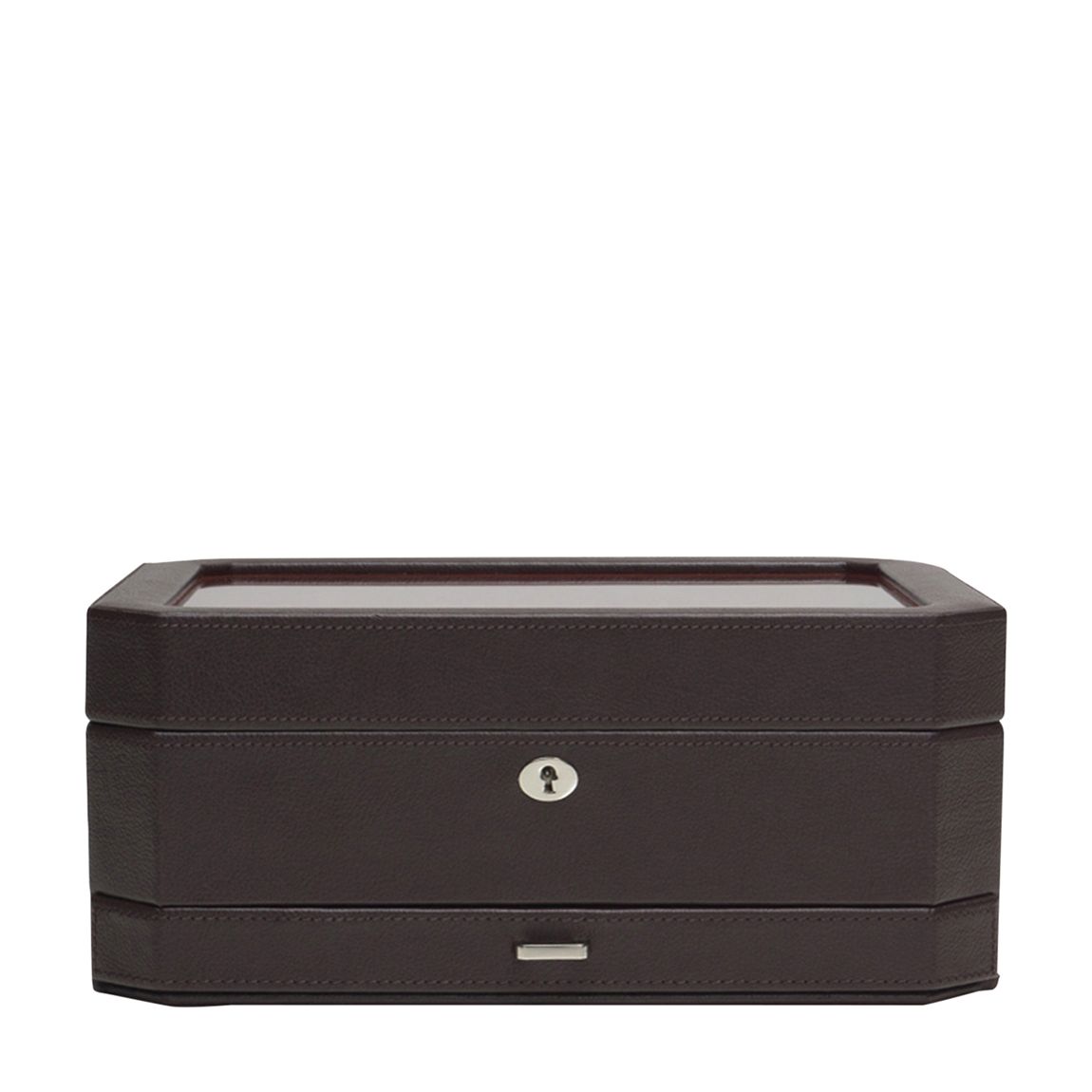 Brown/Orange Windsor Vegan Leather 10 Piece Watch Box with Drawer main product photo