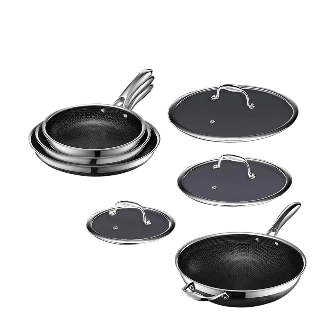 Set of 4 Hybrid Pans with 3 Lids main product photo
