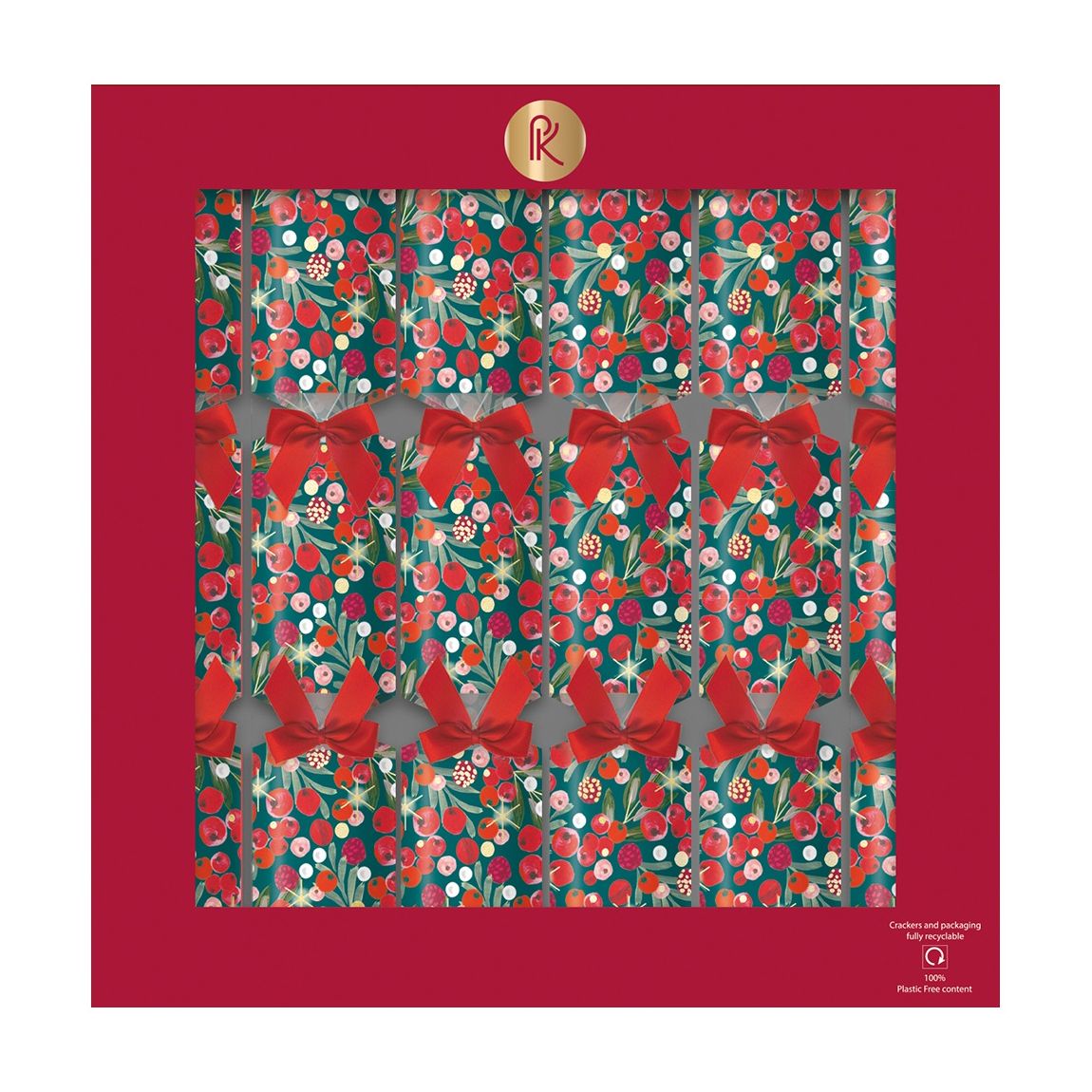 Set of 6 Winter Berries Christmas Crackers main product photo