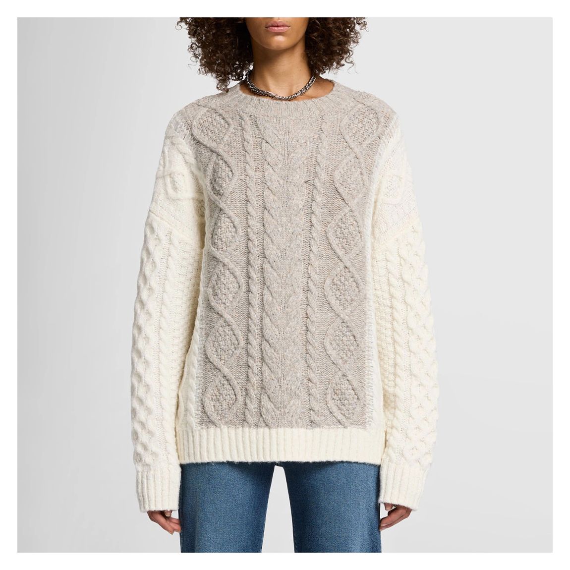 Beige Alpaca Blend Cable Knit Jumper main product photo