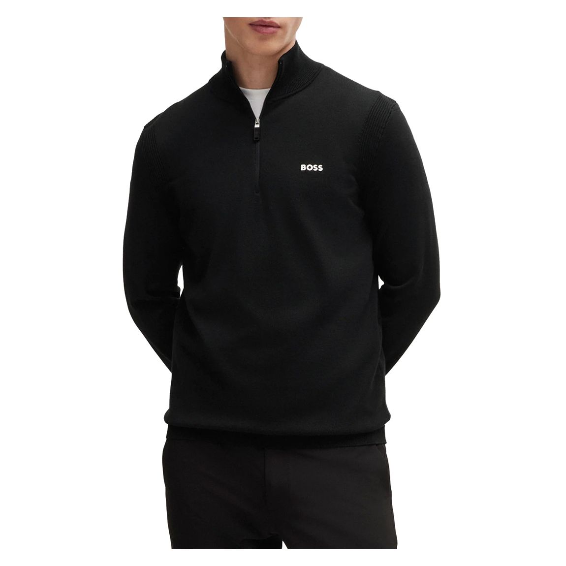 Black Cotton Blend 1/4 Zip Knit Jumper main product photo