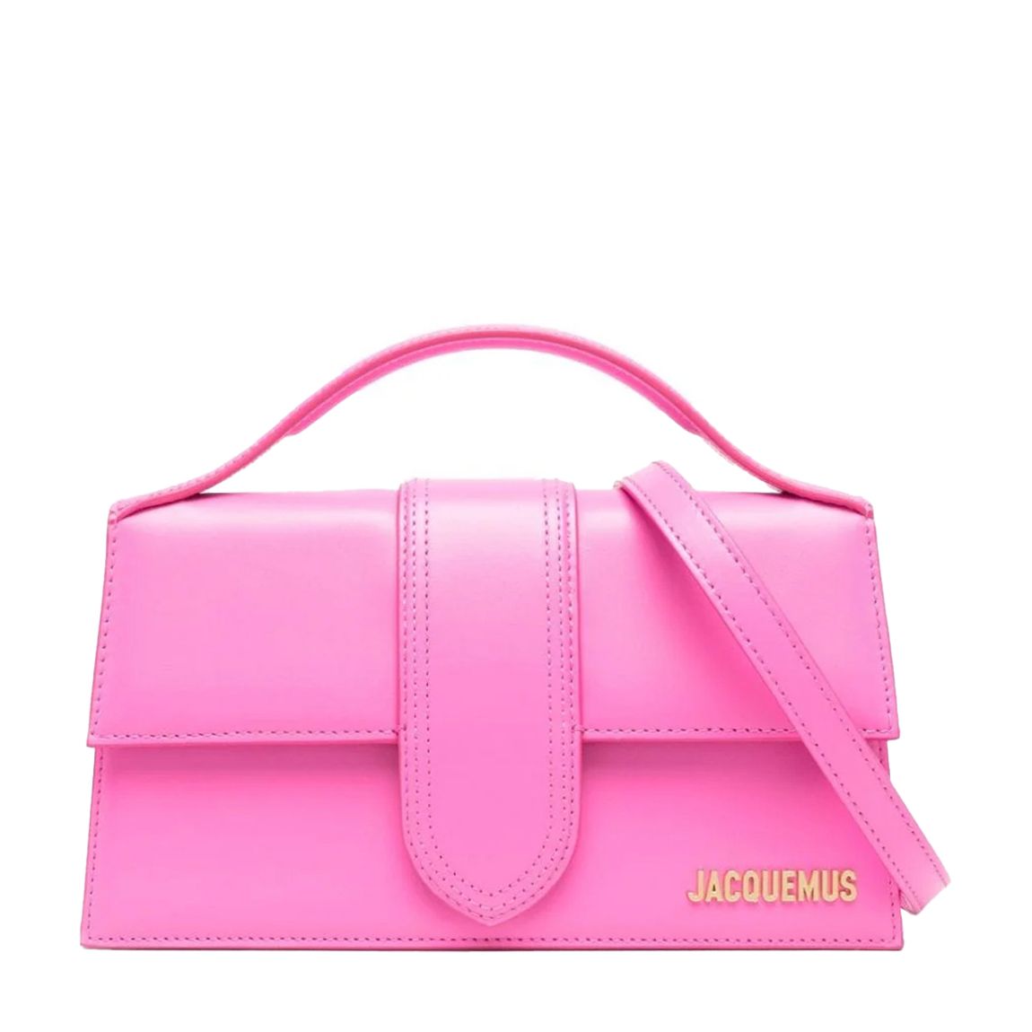 Neon Pink Jacquemus The Large Bambino Crossbody Flap Bag main product photo