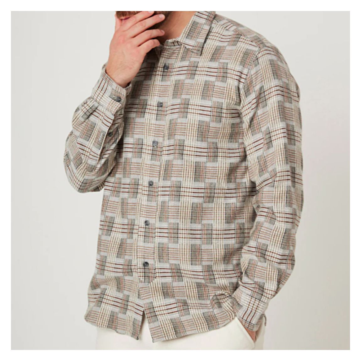 Beige Printed Farley Shirt main product photo