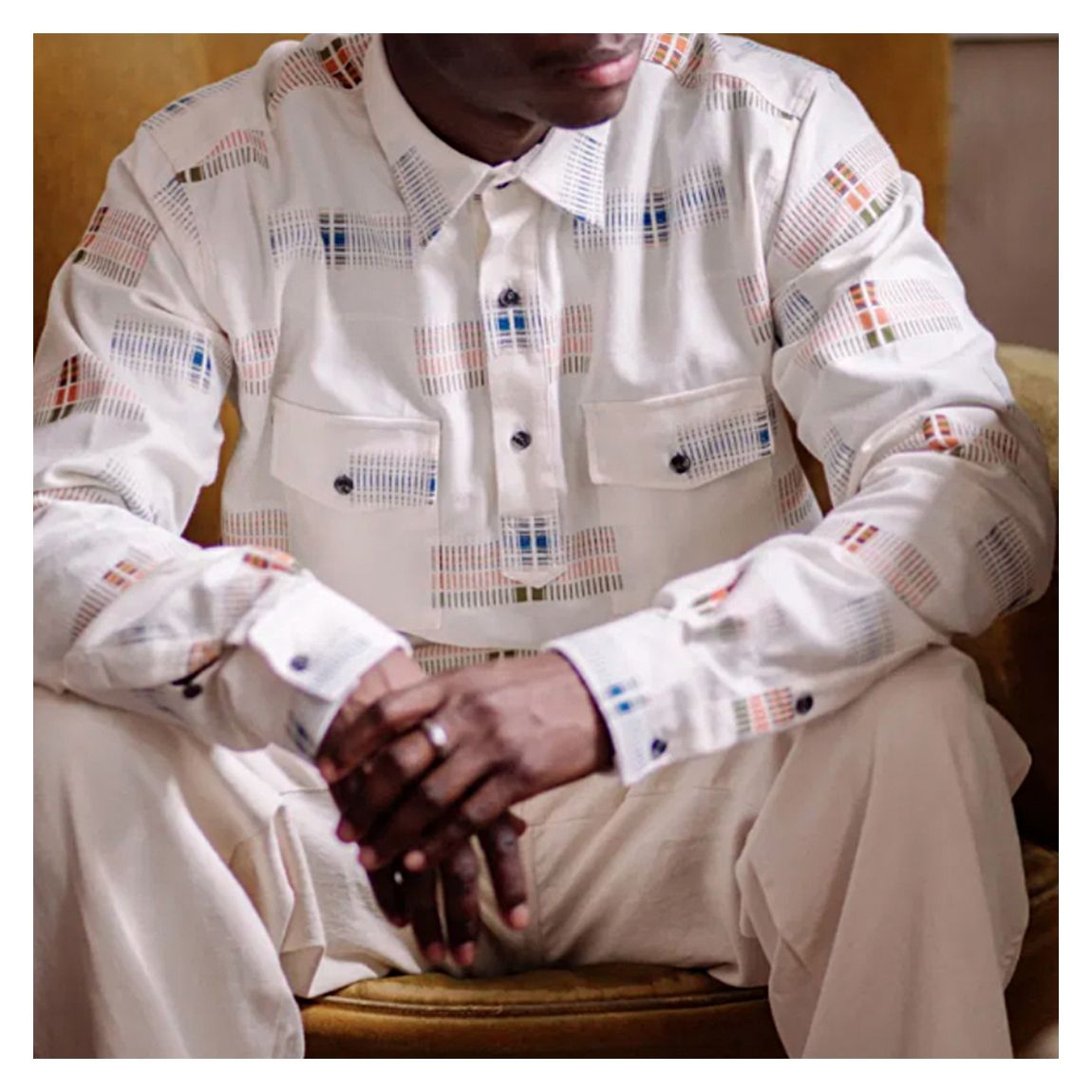 White Printed Smock Shirt main product photo