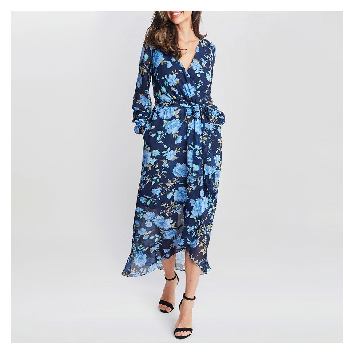 Norma Printed Maxi With Tulip Overlay And Tie Belt main product photo
