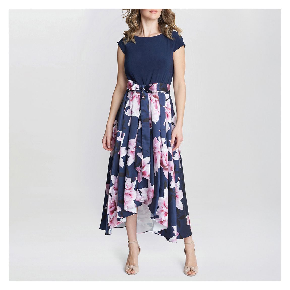 Billie Printed High Low Dress With Tie Belt main product photo