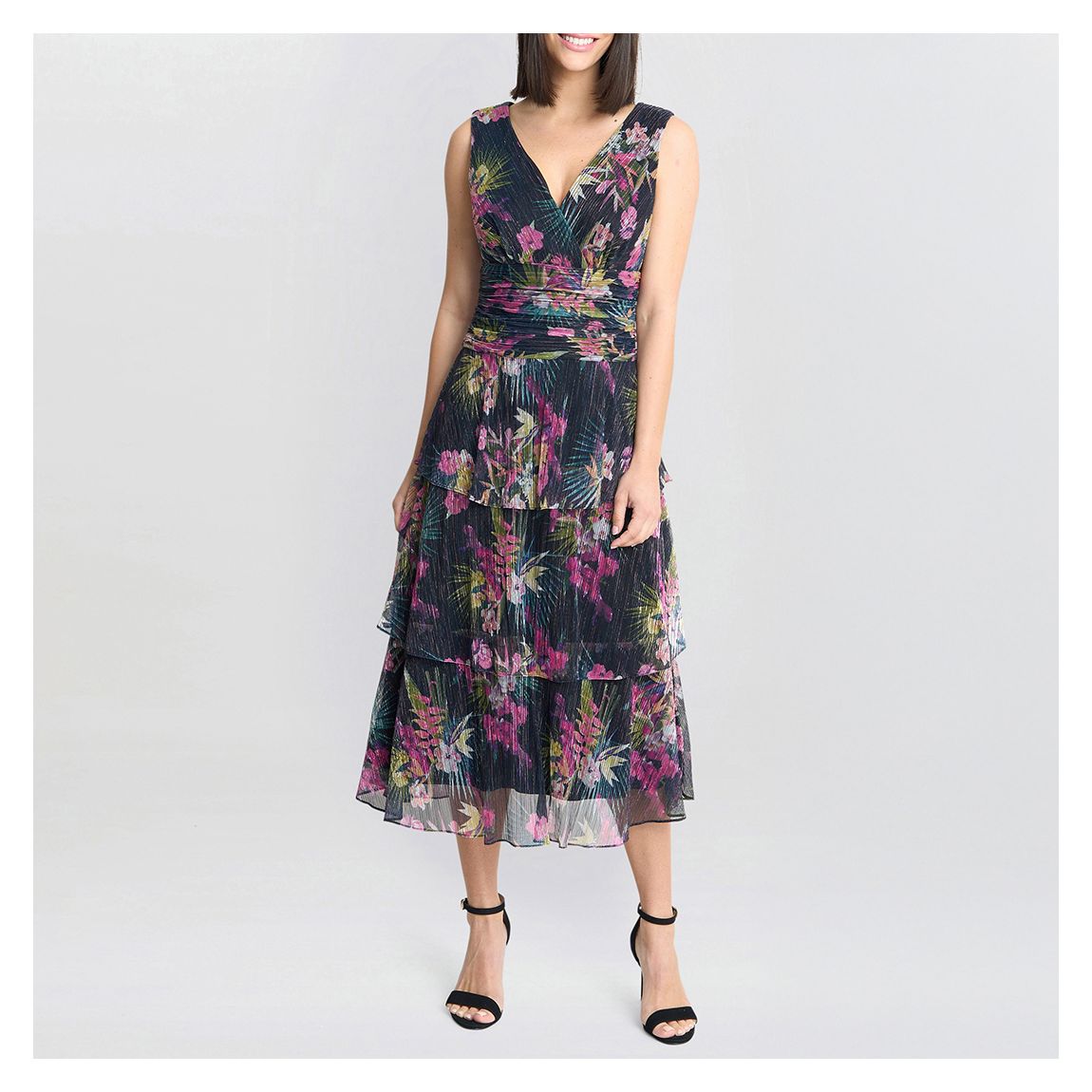 Nina Midi Sleeveless Printed Tiered Dress main product photo