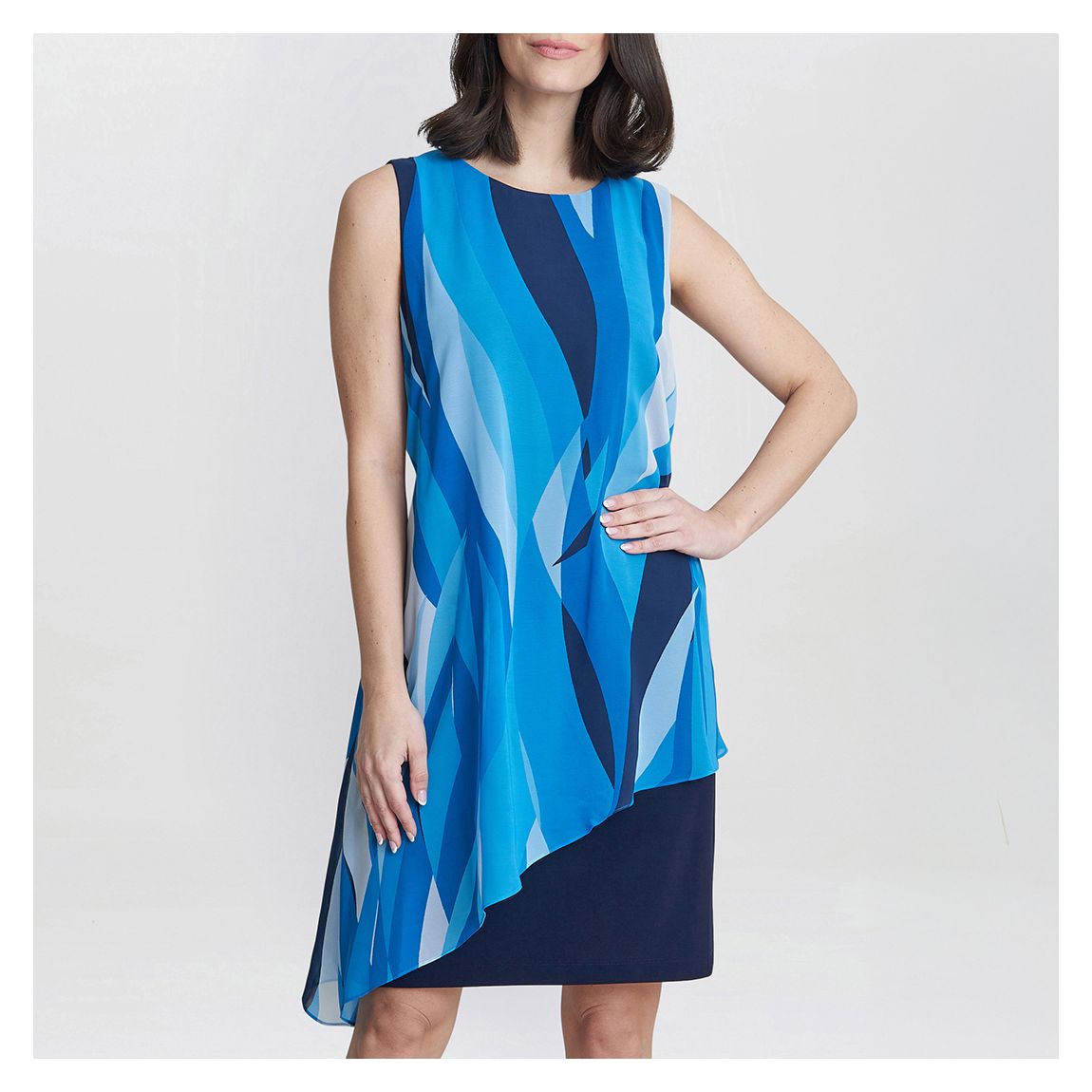 Edie Short Printed Asymmetric Overlay Dress main product photo
