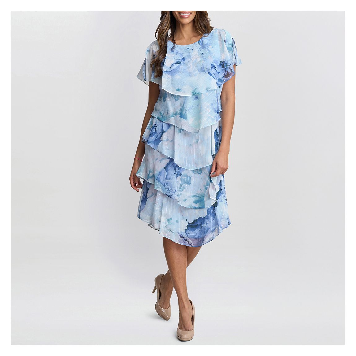Rosanna Printed Tiered Dress With Shoulder Embellishment main product photo