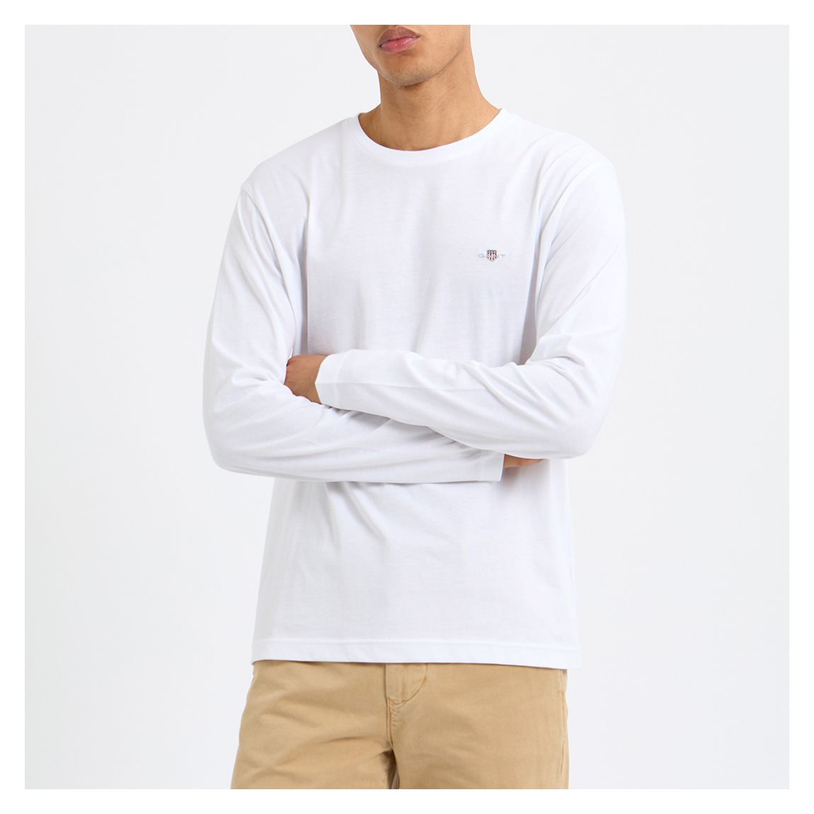 White Shield Logo Long Sleeve Cotton Top main product photo