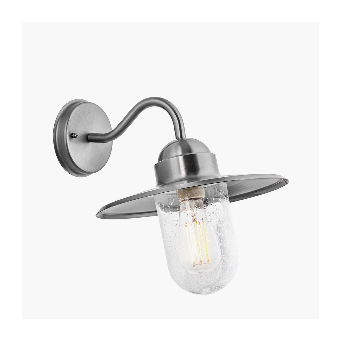 Lilium Brushed Steel Metal and Glass Fisherman Wall Light main product photo