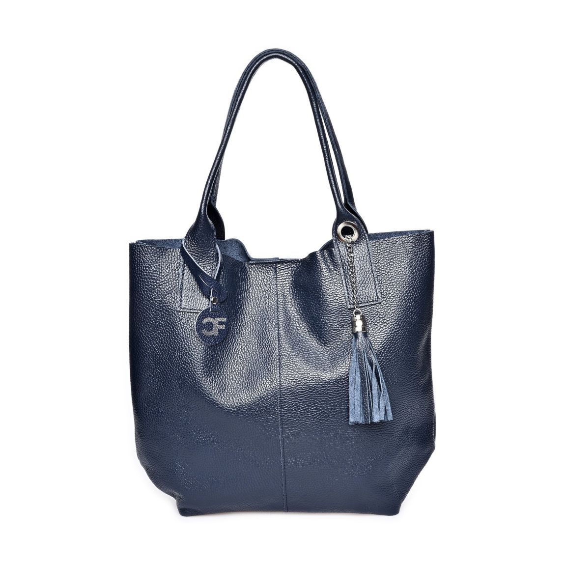 Blue Italian Leather Tote Bag main product photo