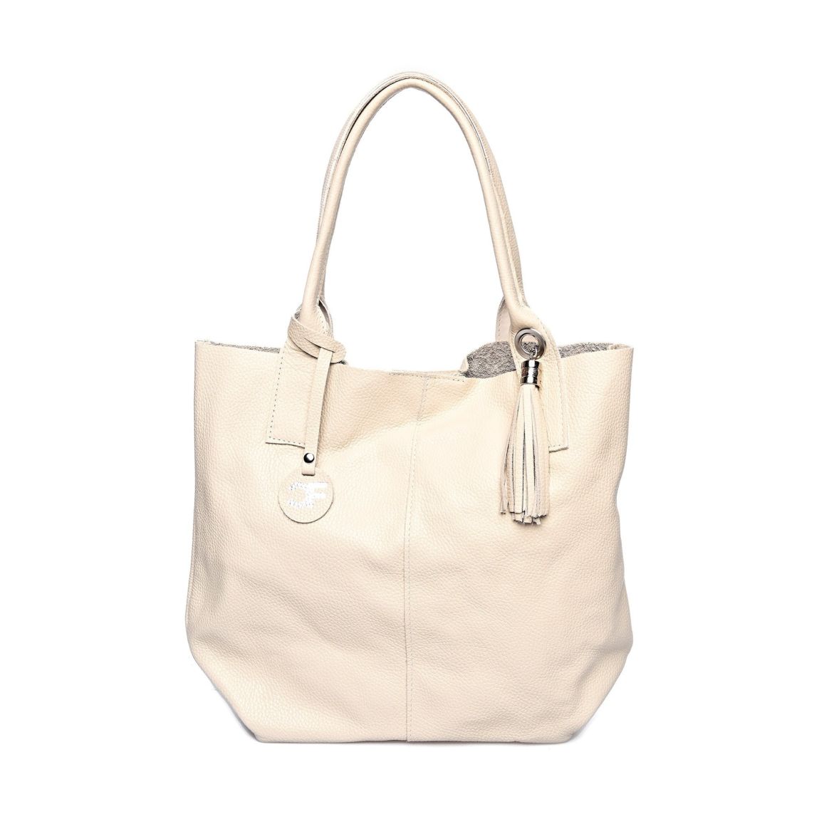 Beige Italian Leather Tote Bag main product photo