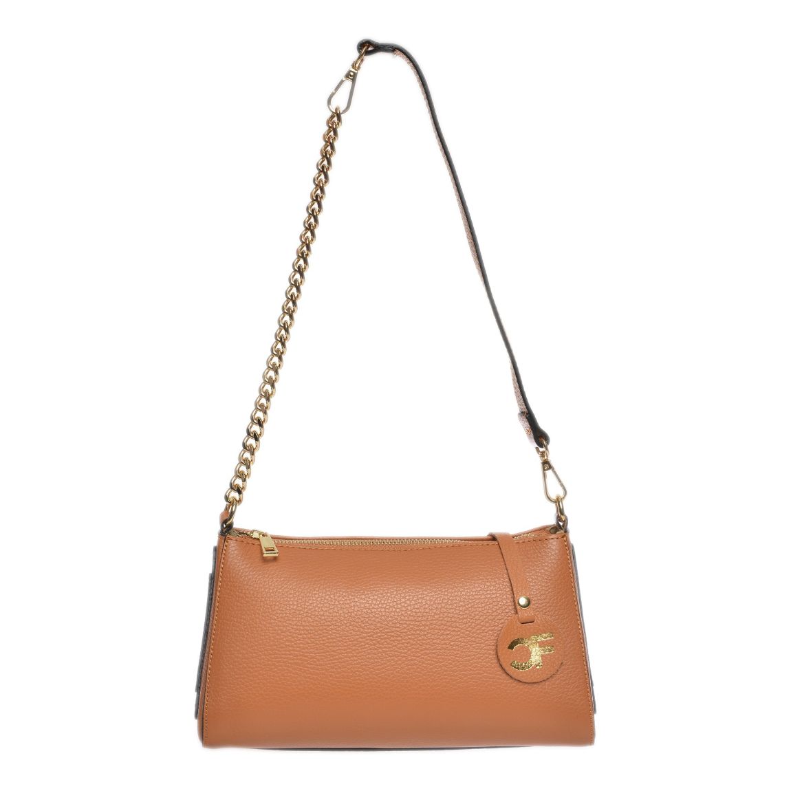 Cognac Italian Leather Shoulder Bag main product photo