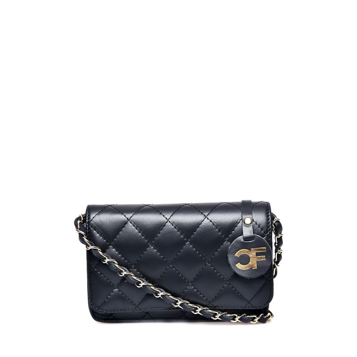 Black Italian Leather Crossbody Bag main product photo