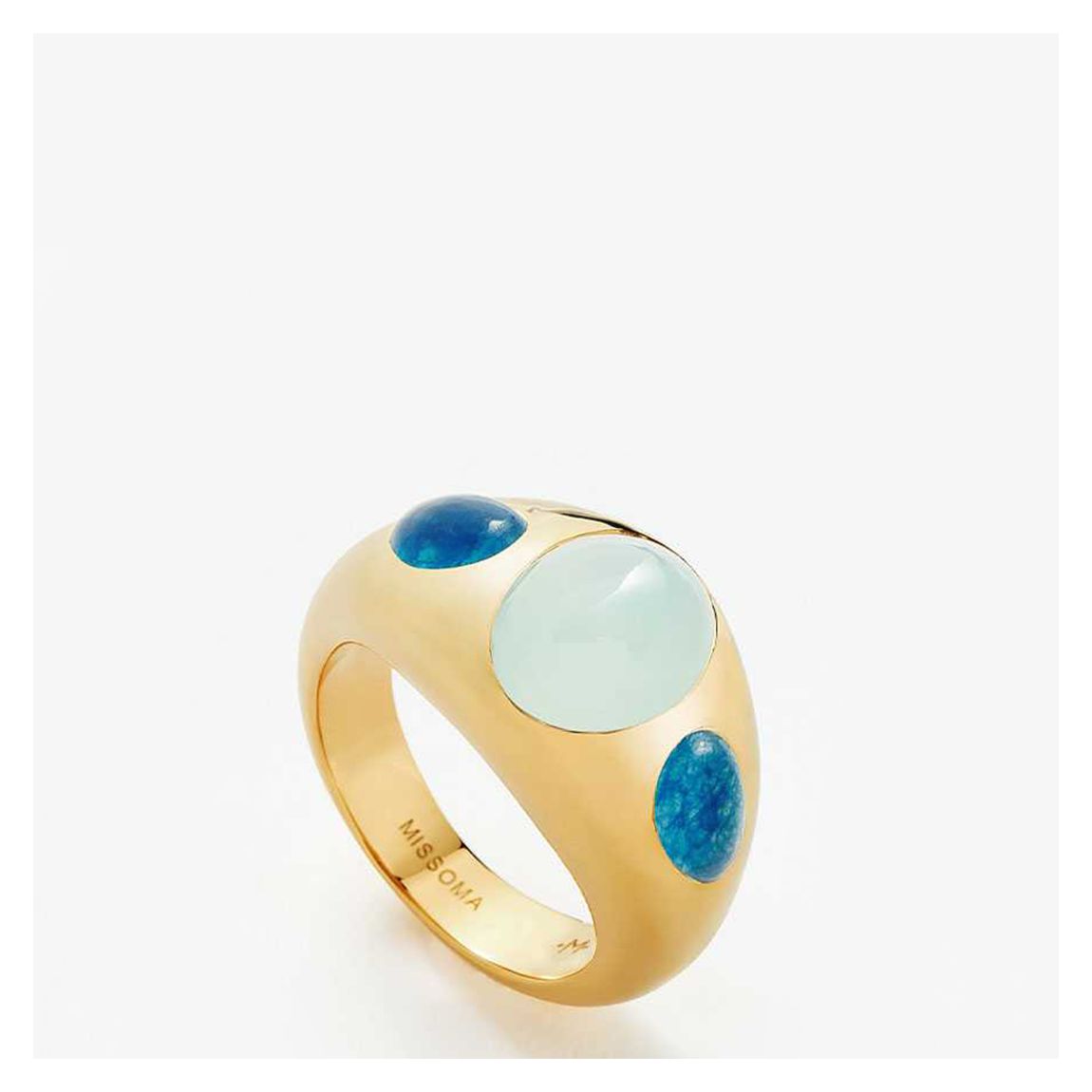Gold Good Vibes Triple Gemstone Dome Ring main product photo