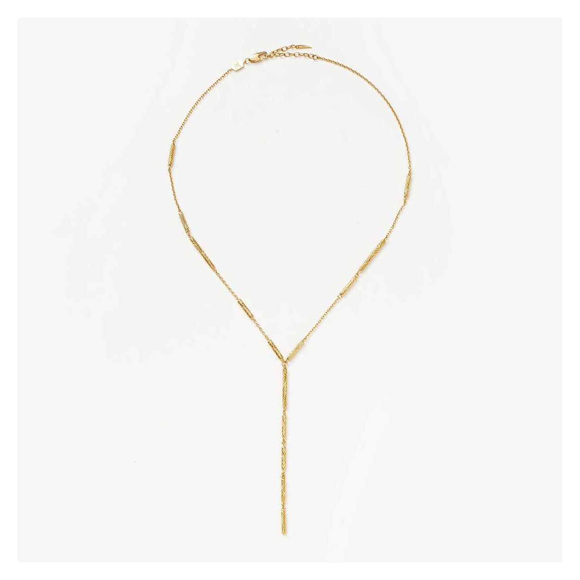 Gold Wavy Ridge Lariat Chain Necklace main product photo